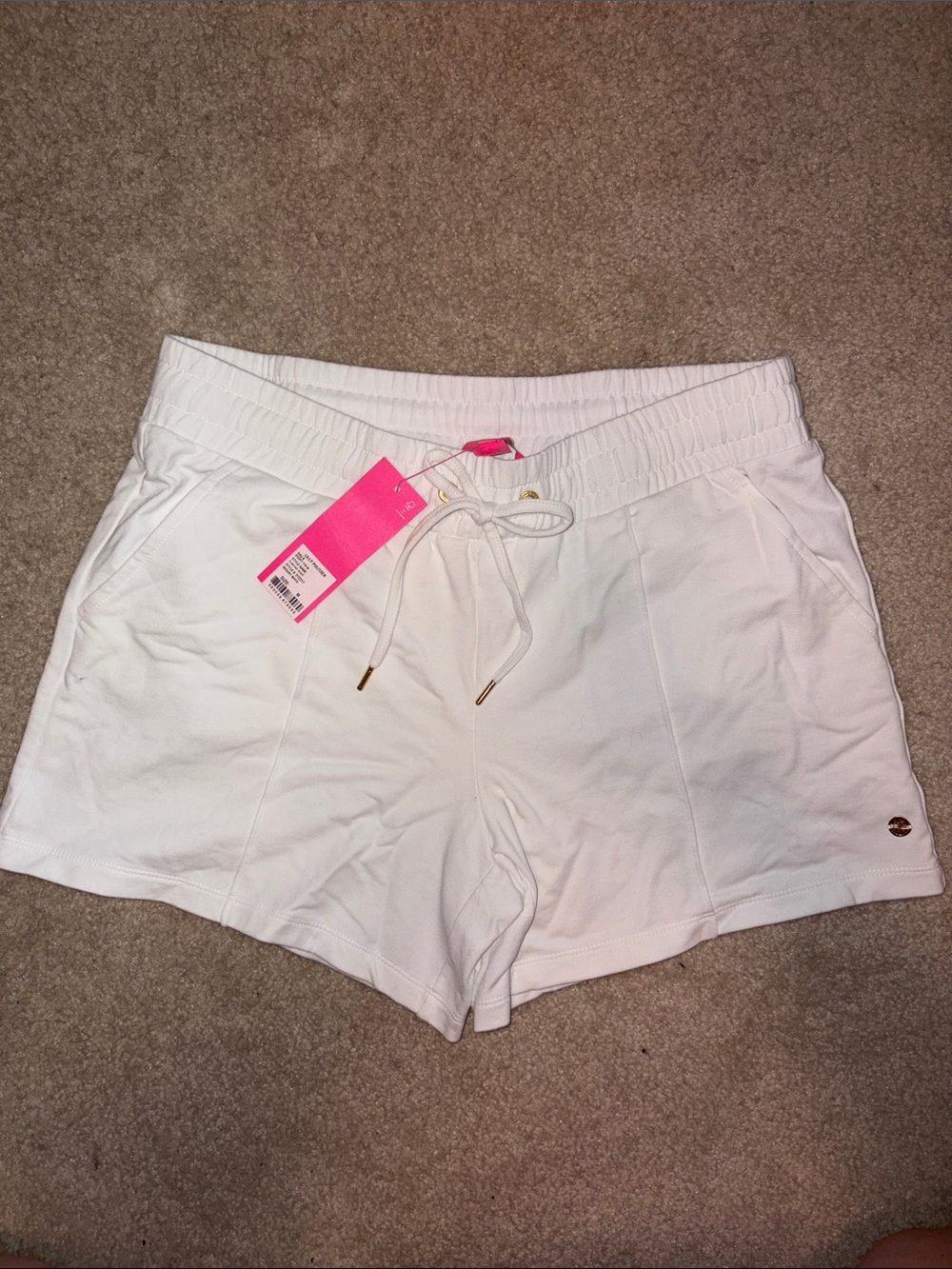Lilly Pulitzer White Elastic Drawstring Athletic Shorts